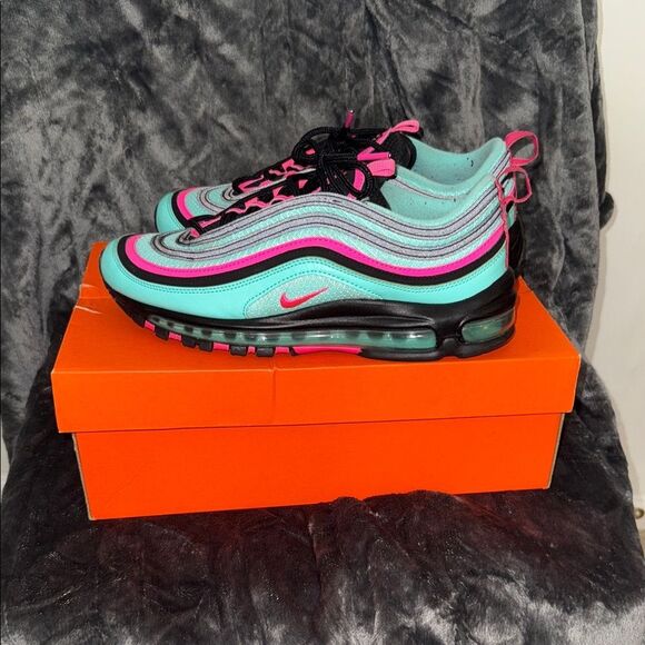 Nike Air Max 97 Men's Shoes - Aqua and Fuchsia - Picture 1 of 7